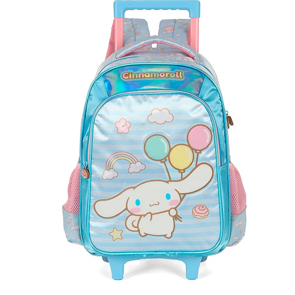 Mochila escolar com rodas, Amigos da Hello Kitty, Cinnamoroll, Azul, IC42442SR0200U, Luxcel - PT 1 UN