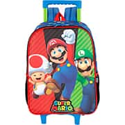 Mochila escolar com rodas Mario Bros, Azul, Luxcel - PT 1 UN