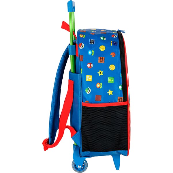 Mochila escolar com rodas Mario Bros, Azul, Luxcel - PT 1 UN