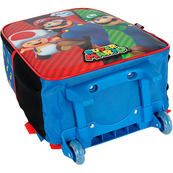 Mochila escolar com rodas Mario Bros, Azul, Luxcel - PT 1 UN
