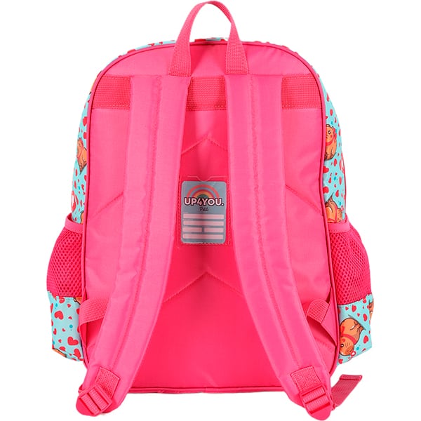 Mochila escolar em poliéster Up4you Capivara, Rosa, IS42111UP0310U, Luxcel - PT 1 UN