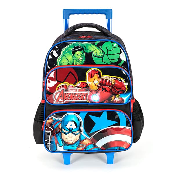 Mochila escolar em poliéster com rodas Avengers, Azul, IC42352AG0200U, Luxcel - PT 1 UN