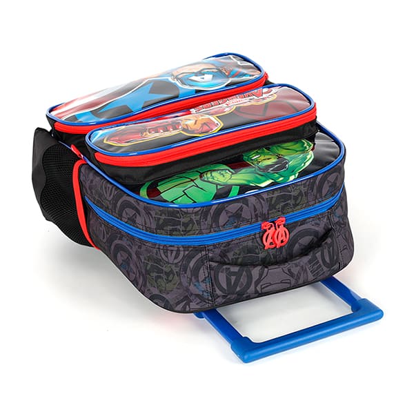 Mochila escolar em poliéster com rodas Avengers, Azul, IC42352AG0200U, Luxcel - PT 1 UN
