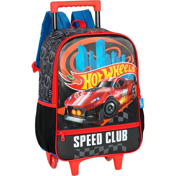 Mochila escolar em poliéster com rodas Hot Wheels, Preto, Luxcel - PT 1 UN