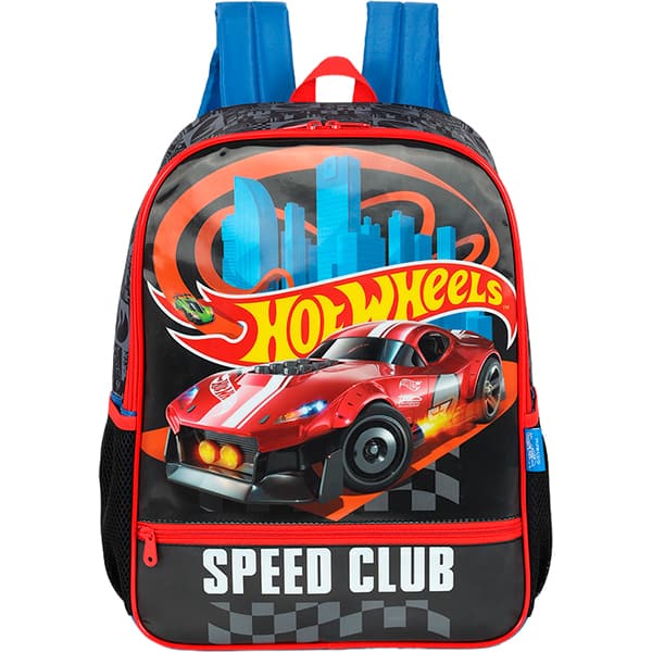 Mochila escolar em poliéster Hot Wheels, Speed Club, Preto, Luxcel - PT 1 UN