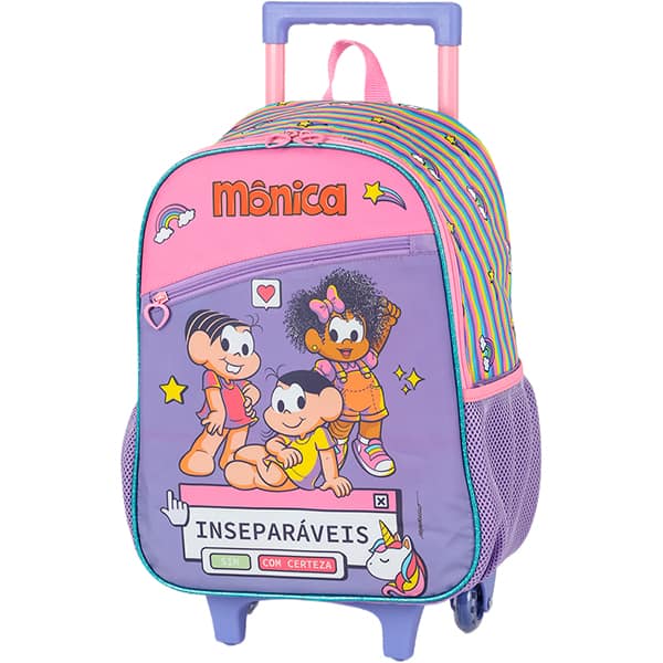 Mochila escolar com rodas, Turma da Mônica, Magali, Mônica e Milena, IC42482MN2800U, Luxcel PT 1 UN Mochila escolar com rodas, Turma da Mônica, Magali, Mônica e Milena, IC42482MN2800U, Luxcel PT 1 UN