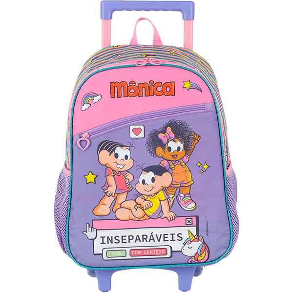 Mochila escolar com rodas, Turma da Mônica, Magali, Mônica e Milena, IC42482MN2800U, Luxcel PT 1 UN Mochila escolar com rodas, Turma da Mônica, Magali, Mônica e Milena, IC42482MN2800U, Luxcel PT 1 UN