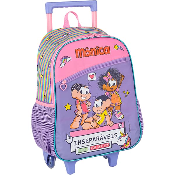 Mochila escolar com rodas, Turma da Mônica, Magali, Mônica e Milena, IC42482MN2800U, Luxcel PT 1 UN Mochila escolar com rodas, Turma da Mônica, Magali, Mônica e Milena, IC42482MN2800U, Luxcel PT 1 UN