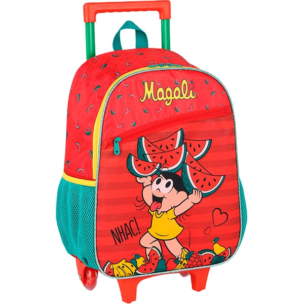 Mochila escolar com rodas, Turma da Mônica, Magali, IC42482MN0400U, Luxcel - PT 1 UN Mochila escolar com rodas, Turma da Mônica, Magali, IC42482MN0400U, Luxcel - PT 1 UN