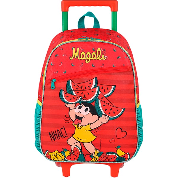 Mochila escolar com rodas, Turma da Mônica, Magali, IC42482MN0400U, Luxcel - PT 1 UN Mochila escolar com rodas, Turma da Mônica, Magali, IC42482MN0400U, Luxcel - PT 1 UN