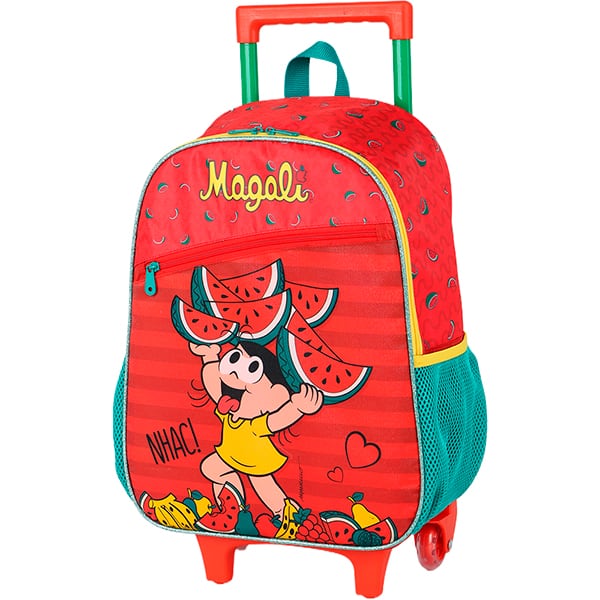 Mochila escolar com rodas, Turma da Mônica, Magali, IC42482MN0400U, Luxcel - PT 1 UN Mochila escolar com rodas, Turma da Mônica, Magali, IC42482MN0400U, Luxcel - PT 1 UN
