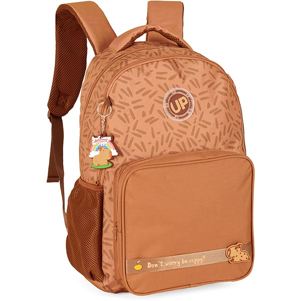 Mochila escolar em poliéster Up4you Capivara, Marrom, Luxcel - PT 1 UN