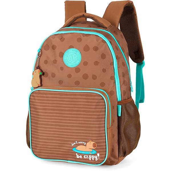 Mochila escolar em poliéster Up4you Capivara, Verde, Luxcel - PT 1 UN