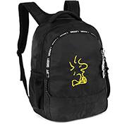 Mochila escolar em poliéster Snoopy, Woodstock, Preto com amarelo, MS49722SN0700U, Luxcel - PT 1 UN
