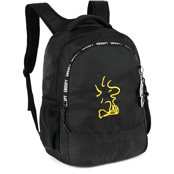 Mochila escolar em poliéster Snoopy, Woodstock, Preto com amarelo, MS49722SN0700U, Luxcel - PT 1 UN Mochila escolar em poliéster Snoopy, Woodstock, Preto com amarelo, MS49722SN0700U, Luxcel - PT 1 UN