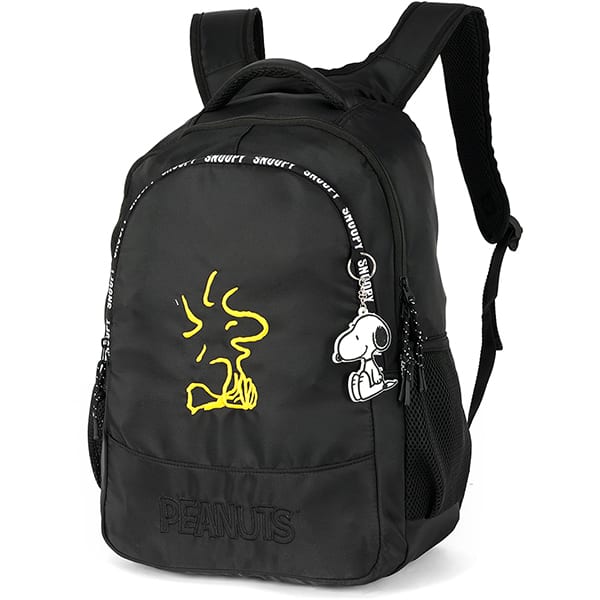 Mochila escolar em poliéster Snoopy, Woodstock, Preto com amarelo, MS49722SN0700U, Luxcel - PT 1 UN Mochila escolar em poliéster Snoopy, Woodstock, Preto com amarelo, MS49722SN0700U, Luxcel - PT 1 UN