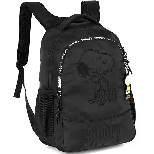 Mochila escolar em poliéster Snoopy, Preto, MS49722SN0600U, Luxcel - PT 1 UN