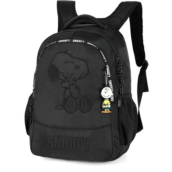 Mochila escolar em poliéster Snoopy, Preto, MS49722SN0600U, Luxcel - PT 1 UN