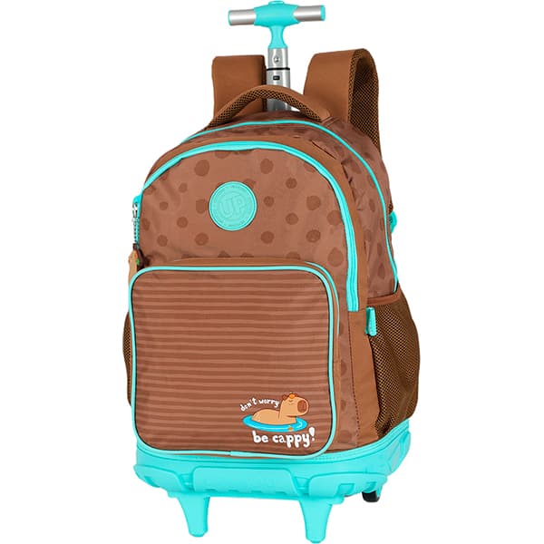 Mochila escolar em poliéster com rodas Up4you Capivara, Verde, Luxcel - PT 1 UN