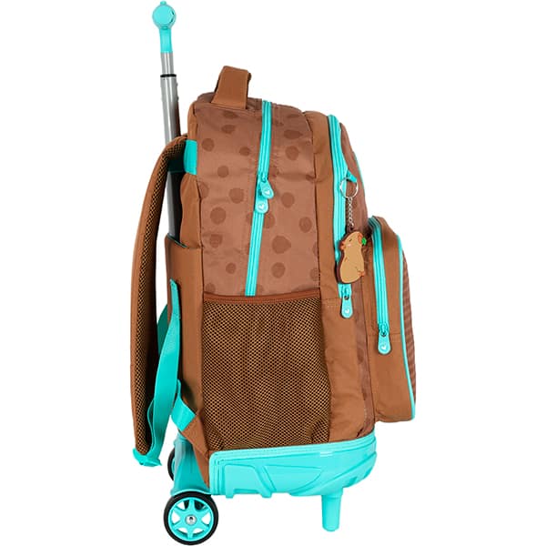 Mochila escolar em poliéster com rodas Up4you Capivara, Verde, Luxcel - PT 1 UN