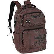 Mochila escolar em poliéster, One Piece, Marrom, MS49802OP1100U, Luxcel - PT 1 UN