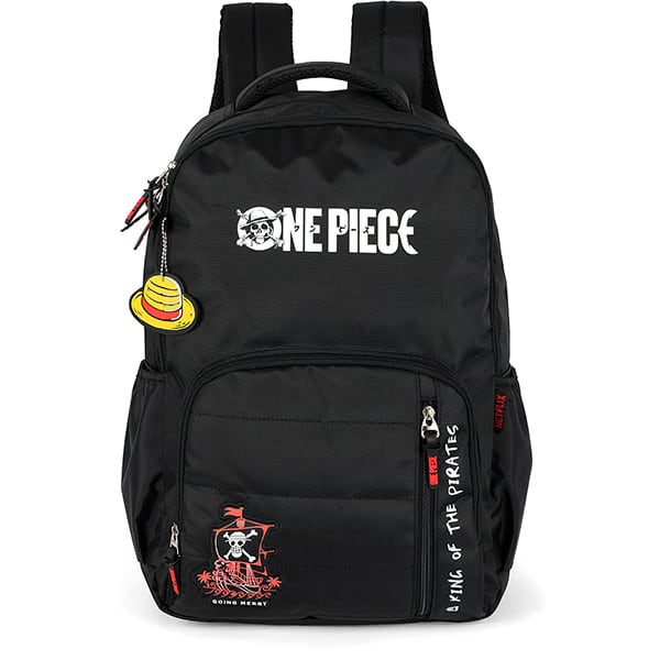 Mochila escolar em poliéster One Piece, Preta, MS49803OP0600U, Luxcel - PT 1 UN