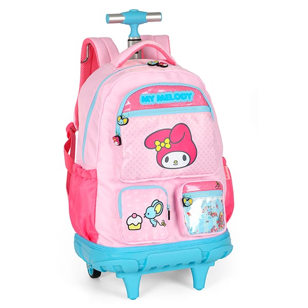 Mochila escolar com rodas, Amigos da Hello Kitty, My Melody, Rosa, MC49694SR0300U, Luxcel - PT 1 UN Mochila escolar com rodas, Amigos da Hello Kitty, My Melody, Rosa, MC49694SR0300U, Luxcel - PT 1 UN