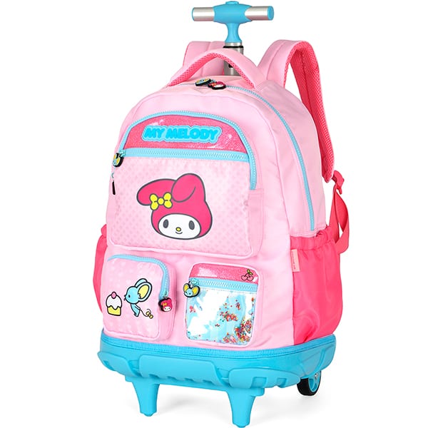 Mochila escolar com rodas, Amigos da Hello Kitty, My Melody, Rosa, MC49694SR0300U, Luxcel - PT 1 UN Mochila escolar com rodas, Amigos da Hello Kitty, My Melody, Rosa, MC49694SR0300U, Luxcel - PT 1 UN