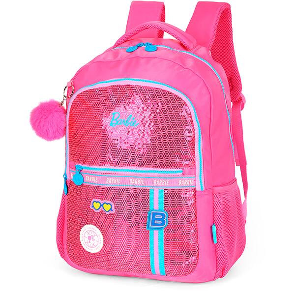 Mochila escolar em poliéster, Barbie, Rosa, MS49931BB0, Luxcel - PT 1 UN