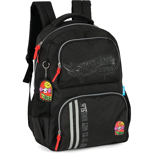 Mochila escolar em poliéster Hot Wheels Skate, Preto, MS50001HW0, Luxcel - PT 1 UN