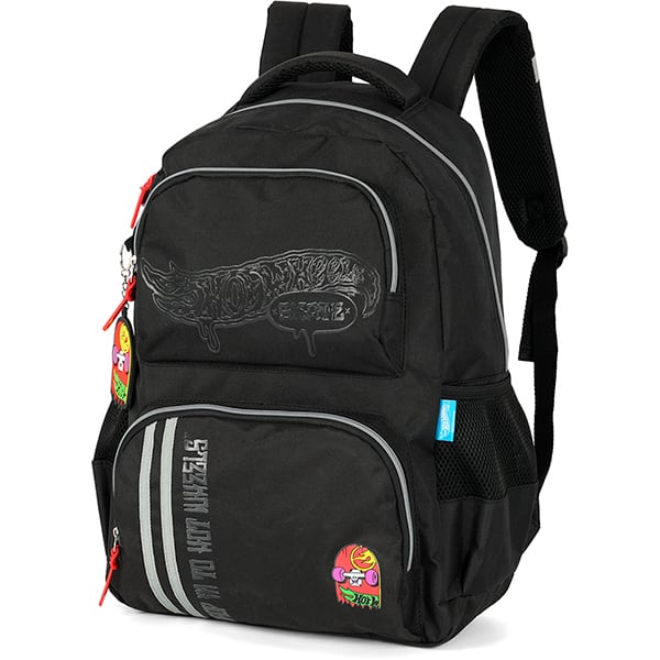 Mochila escolar em poliéster Hot Wheels Skate, Preto, MS50001HW0, Luxcel - PT 1 UN
