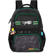 Mochila escolar em poliéster Hot Wheels Skate, Preto com verde, MS50001HW0, Luxcel - PT 1 UN