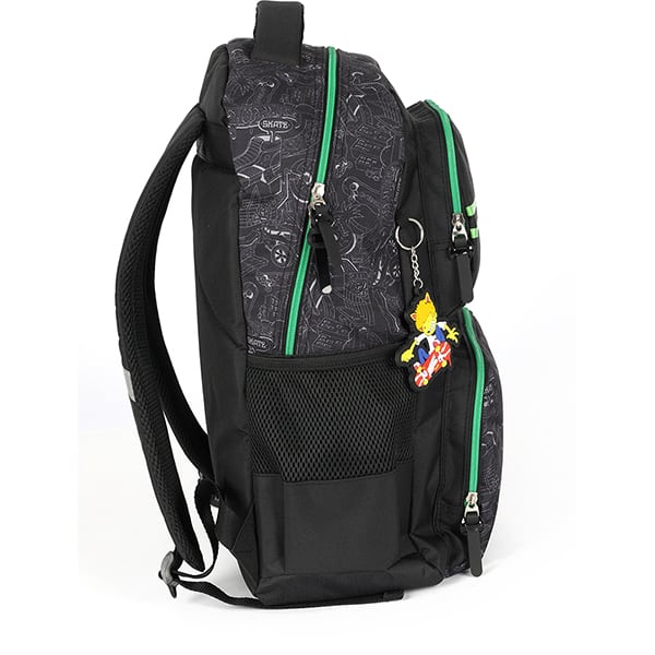 Mochila escolar em poliéster Hot Wheels Skate, Preto com verde, MS50001HW0, Luxcel - PT 1 UN