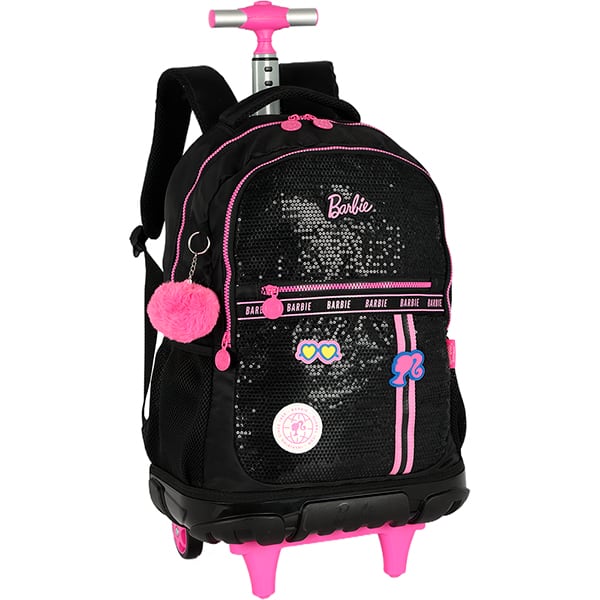 Mochila escolar com rodas, Barbie Preto, MC49932BB0, Luxcel - PT 1 UN Mochila escolar com rodas, Barbie Preto, MC49932BB0, Luxcel - PT 1 UN