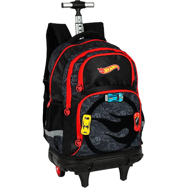 Mochila escolar com rodas, Hot Wheels Preto, MC49982HW0, Luxcel - PT 1 UN Mochila escolar com rodas, Hot Wheels Preto, MC49982HW0, Luxcel - PT 1 UN