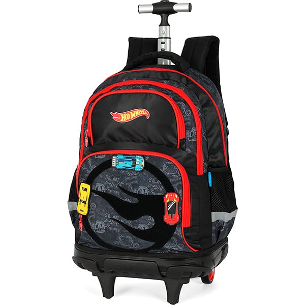 Mochila escolar com rodas, Hot Wheels Preto, MC49982HW0, Luxcel - PT 1 UN Mochila escolar com rodas, Hot Wheels Preto, MC49982HW0, Luxcel - PT 1 UN