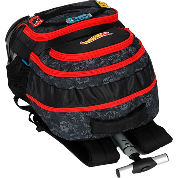 Mochila escolar com rodas, Hot Wheels Preto, MC49982HW0, Luxcel - PT 1 UN Mochila escolar com rodas, Hot Wheels Preto, MC49982HW0, Luxcel - PT 1 UN