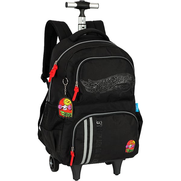 Mochila escolar em poliéster com rodas Hot Wheels Skate, Preta, MC50002HW0, Luxcel - PT 1 UN