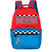 Mochila escolar em poliéster Mario Bros, Azul com vermelho, Luxcel - PT 1 UN