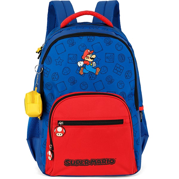 Mochila escolar em poliéster, Mario Bros, Azul com Vermelho, MS49901MO0, Luxcel - PT 1 UN Mochila escolar em poliéster, Mario Bros, Azul com Vermelho, MS49901MO0, Luxcel - PT 1 UN