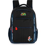 Mochila escolar em poliéster Mario Bros, Preto, Luxcel - PT 1 UN
