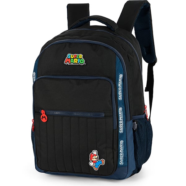 Mochila escolar em poliéster Mario Bros, Preto, Luxcel - PT 1 UN Mochila escolar em poliéster Mario Bros, Preto, Luxcel - PT 1 UN