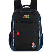 Mochila escolar em poliéster Super Mario Bros, Preto, Luxcel - PT 1 UN