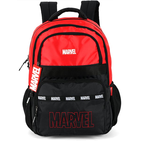 Mochila escolar em poliéster Marvel, Vermelho com preto, MS50031AG0, Luxcel - PT 1 UN