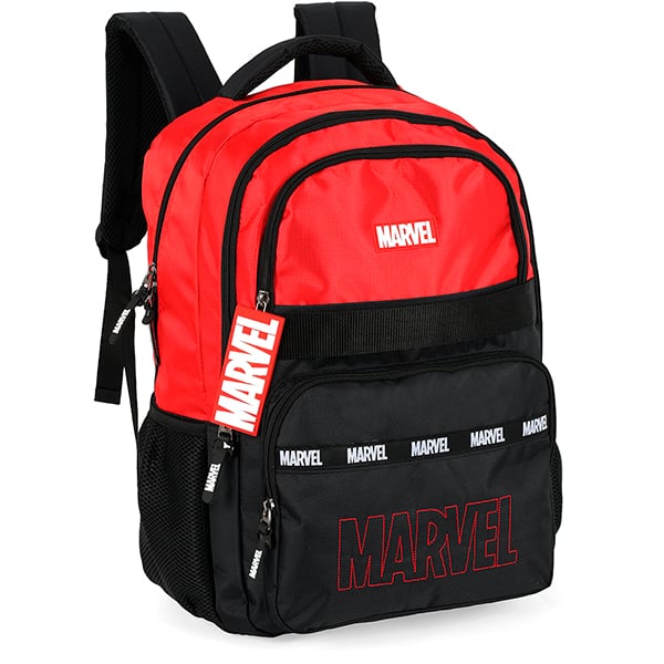 Mochila escolar em poliéster Marvel, Vermelho com preto, MS50031AG0, Luxcel - PT 1 UN