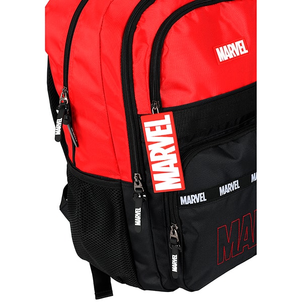 Mochila escolar em poliéster Marvel, Vermelho com preto, MS50031AG0, Luxcel - PT 1 UN
