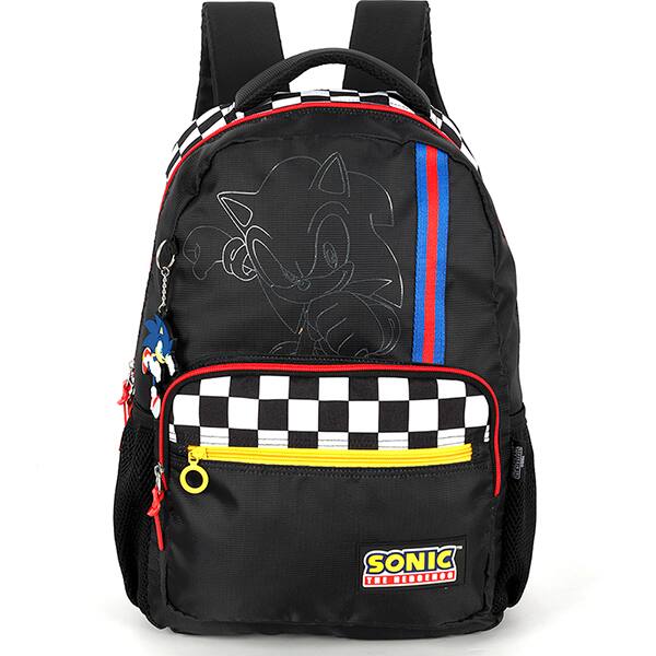 Mochila escolar em poliéster, Sonic, Preto com Xadrez, MS49821SO0, Luxcel - PT 1 UN Mochila escolar em poliéster, Sonic, Preto com Xadrez, MS49821SO0, Luxcel - PT 1 UN