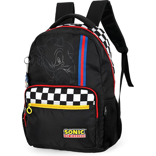 Mochila escolar em poliéster, Sonic, Preto com Xadrez, MS49821SO0, Luxcel - PT 1 UN Mochila escolar em poliéster, Sonic, Preto com Xadrez, MS49821SO0, Luxcel - PT 1 UN