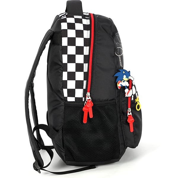 Mochila escolar em poliéster, Sonic, Preto com Xadrez, MS49821SO0, Luxcel - PT 1 UN Mochila escolar em poliéster, Sonic, Preto com Xadrez, MS49821SO0, Luxcel - PT 1 UN