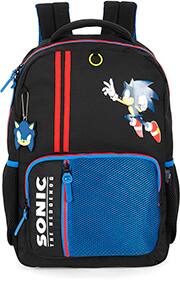 Mochila escolar em poliéster, Sonic, Preto com Azul, MS49871SO0, Luxcel - PT 1 UN Mochila escolar em poliéster, Sonic, Preto com Azul, MS49871SO0, Luxcel - PT 1 UN